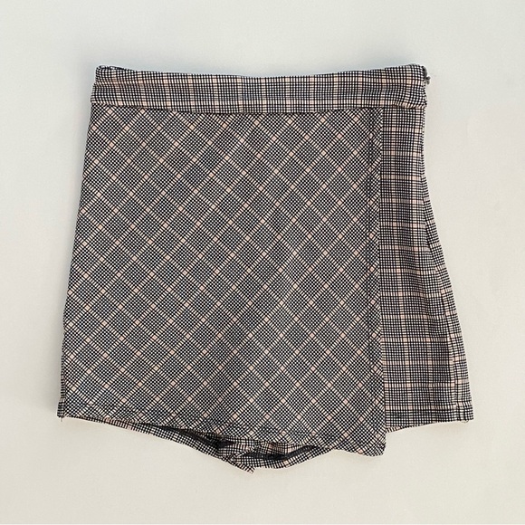 Garage High Waist Houndstooth Plaid Pink White Black Wrap Skort Women's Size XS - Picture 11 of 12